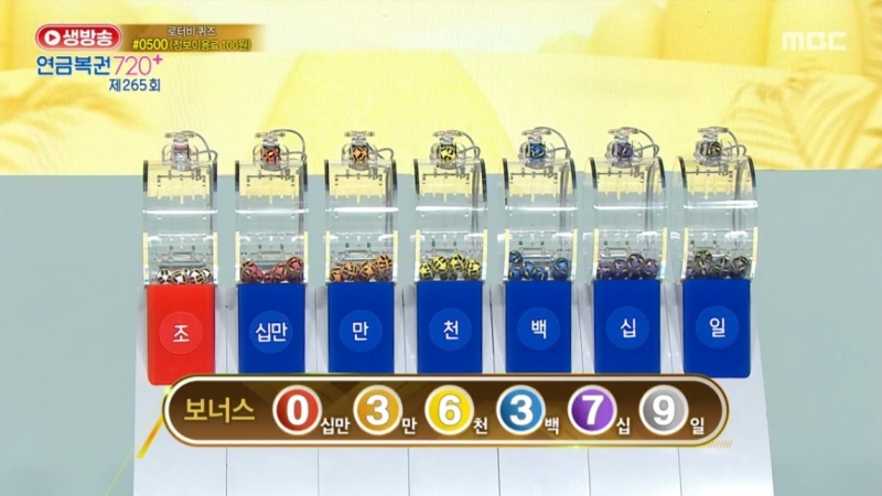 265회 연금복권 추첨방송 보너스