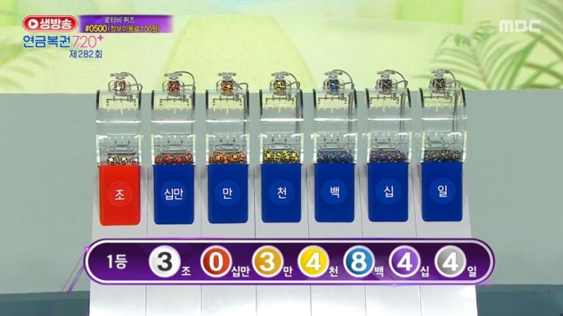 282회 연금복권 추첨-1등번호