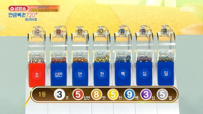 289회 연금복권 추첨-1등번호