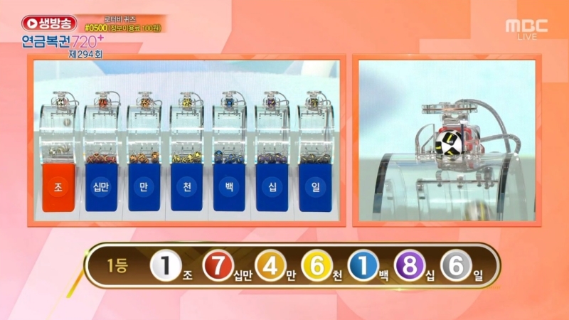 294회 연금복권 추첨-1등번호