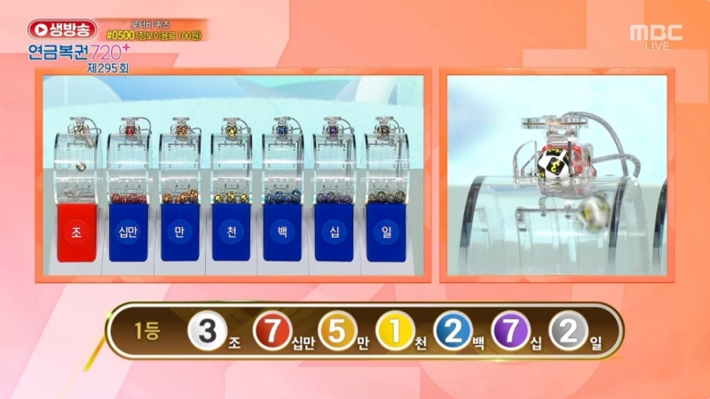 295회 연금복권 추첨-1등번호