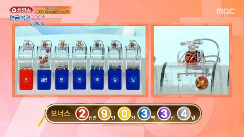 295회 연금복권 추첨-보너스번호