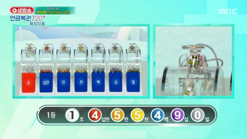 300회 연금복권 추첨-1등번호