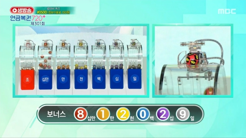 301회 연금복권 추첨-보너스번호