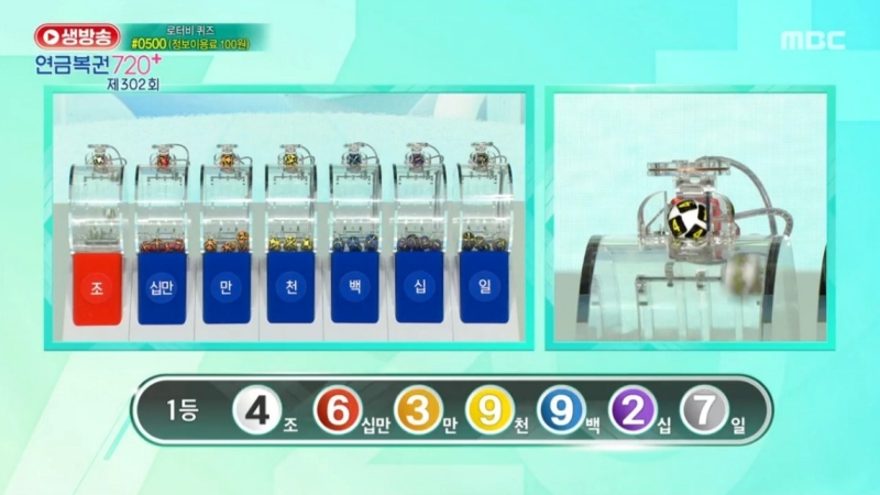 302회 연금복권 추첨-1등번호