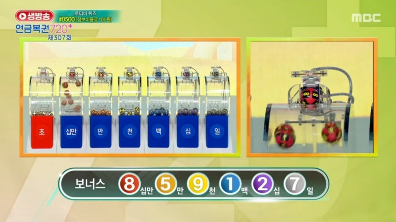 307회 연금복권 추첨-보너스번호