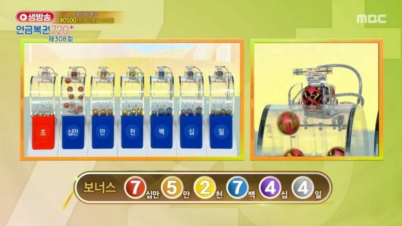 308회 연금복권 추첨-보너스번호