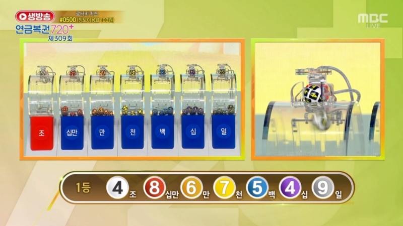 309회 연금복권 추첨-1등번호