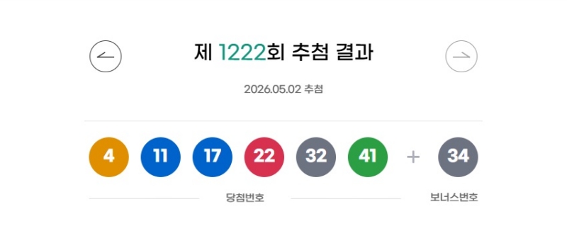 1222회 로또 당첨번호